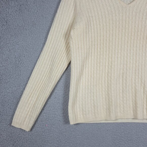 Ann Taylor Sweater Size Small Yellow V-Neck 3D Cable Knit Y2K Soft Girl Cashmere - Picture 4 of 10